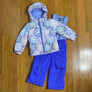 LL Bean floral hooded snow jacket & bibs S 4